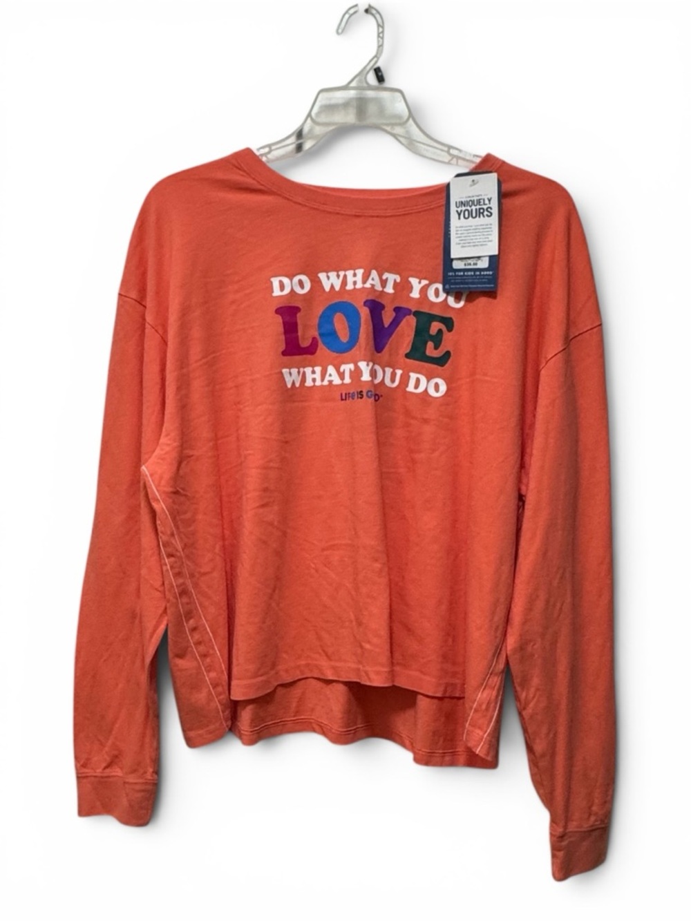 Life Is Good Women XXL Coral Cotton Long Sleeve Graphic T-Shirt Do What You Love